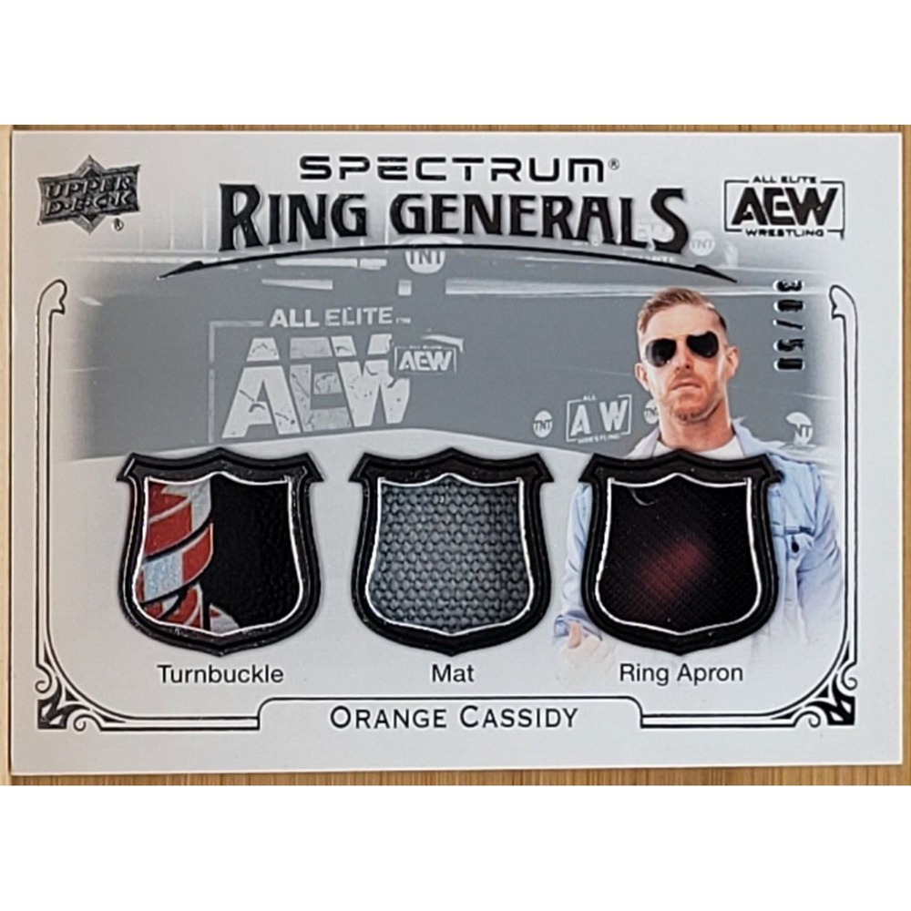 2021 UPPER DECK AEW SPECTRUM ORANGE CASSIDY RING GENERALS #D/50 TRIPLE RELIC
